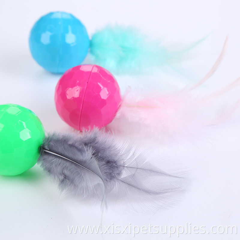 Pet Cat Toy plastic Ball Feather Playing Cat Ball Toy